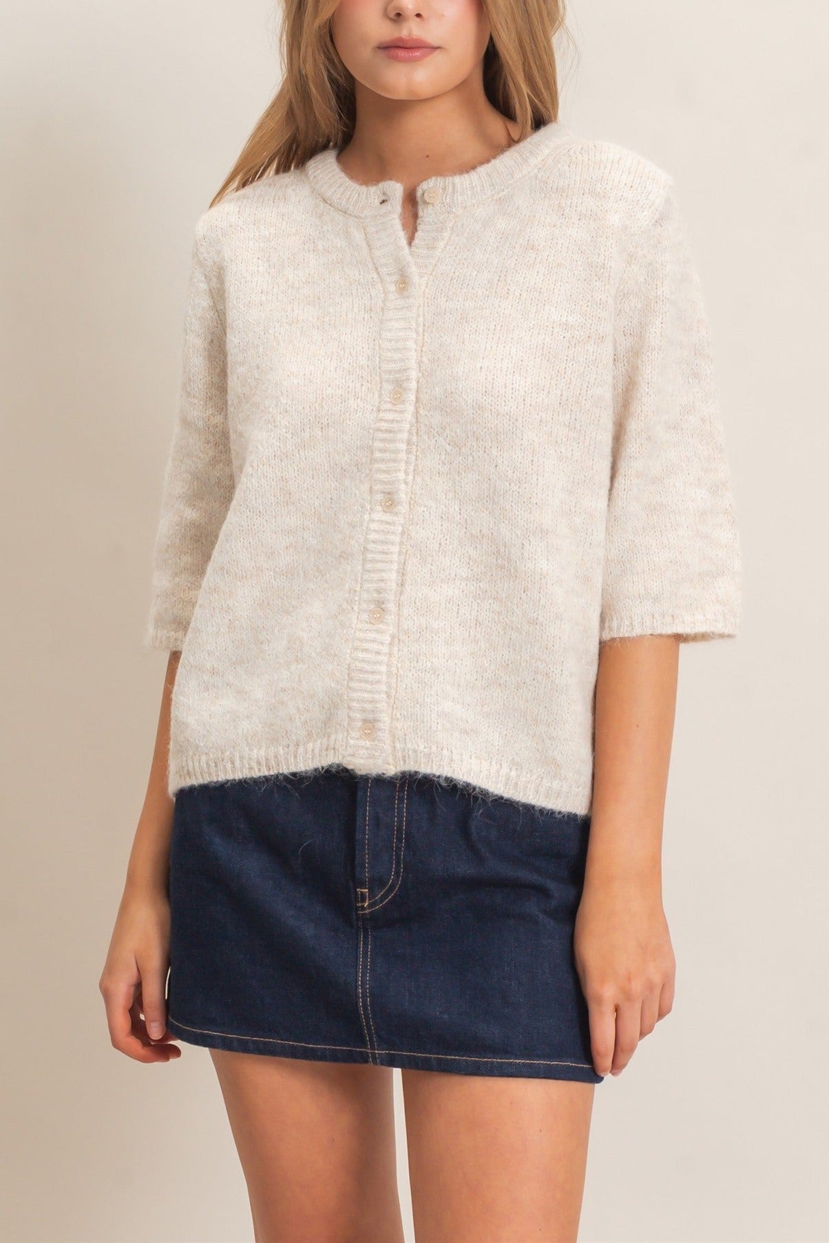 Button-Up Cardigan in Oatmeal