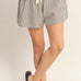 Striped Elastic Waist Shorts in Black
