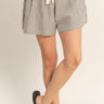 Striped Elastic Waist Shorts in Black