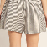 Striped Elastic Waist Shorts in Black