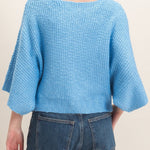 Ribbed Boat Neck Sweater in Blue