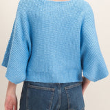 Ribbed Boat Neck Sweater in Blue