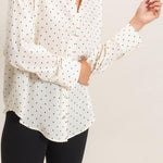 Button-Up Polka Dot Shirt in Cream