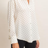 Button-Up Polka Dot Shirt in Cream