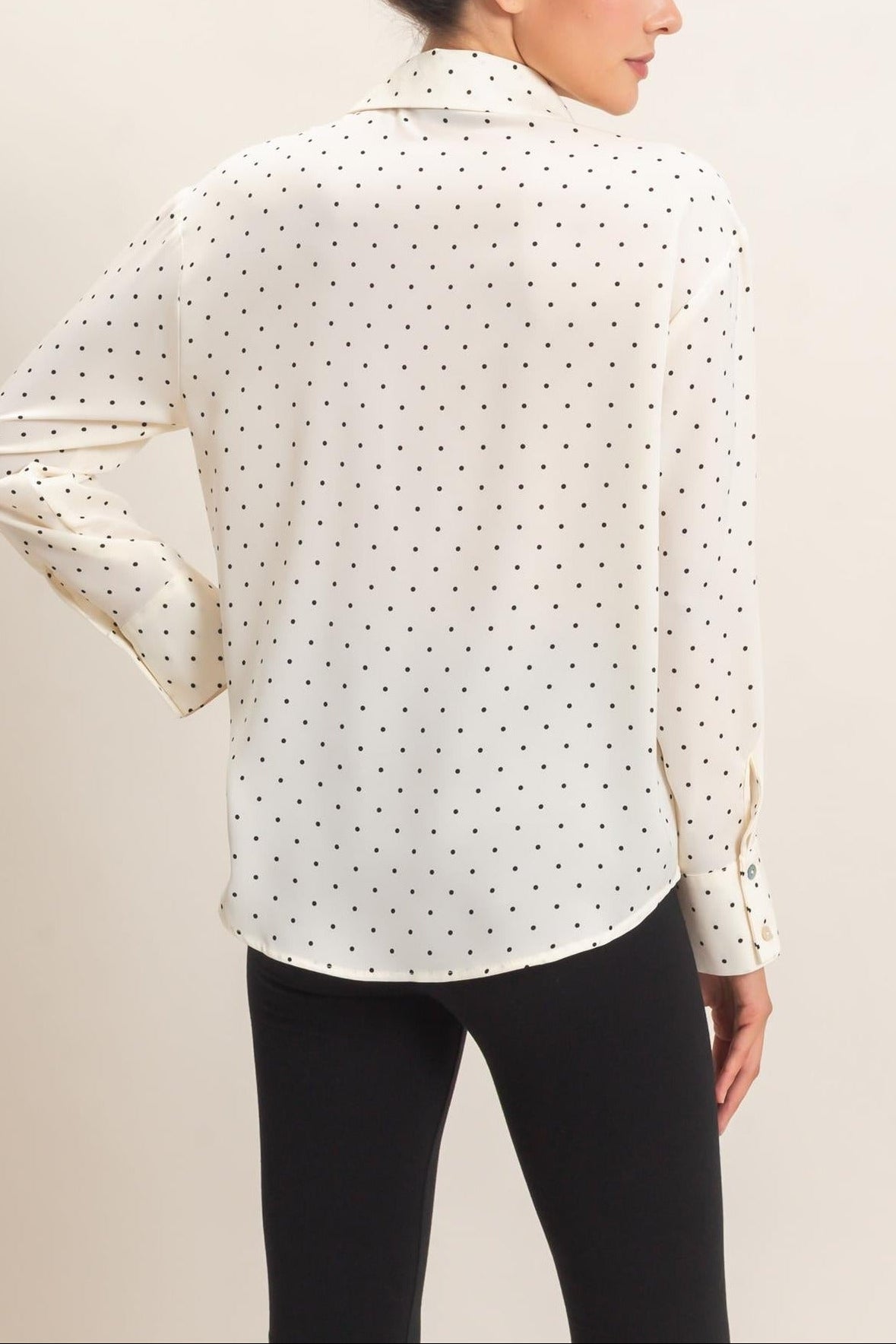 Button-Up Polka Dot Shirt in Cream