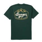Seager High Country Tee in Forest Green, mountain back graphic