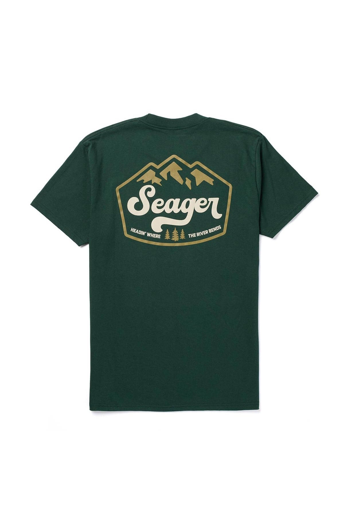Seager High Country Tee in Forest Green, mountain back graphic
