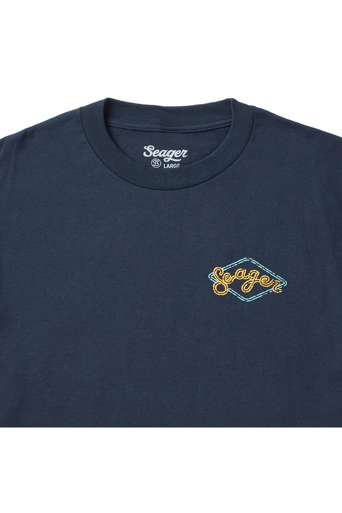 Close up of the Seager chest graphic on the Honky-Tonk Tee in Navy