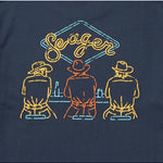 Close up of the puff ink back graphic on the Honky-Tonk Tee in Navy
