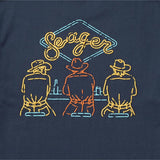 Close up of the puff ink back graphic on the Honky-Tonk Tee in Navy