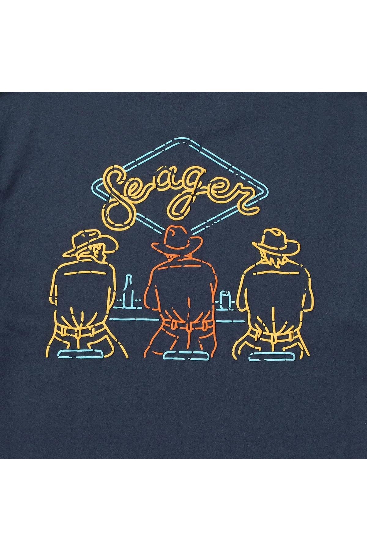 Close up of the puff ink back graphic on the Honky-Tonk Tee in Navy