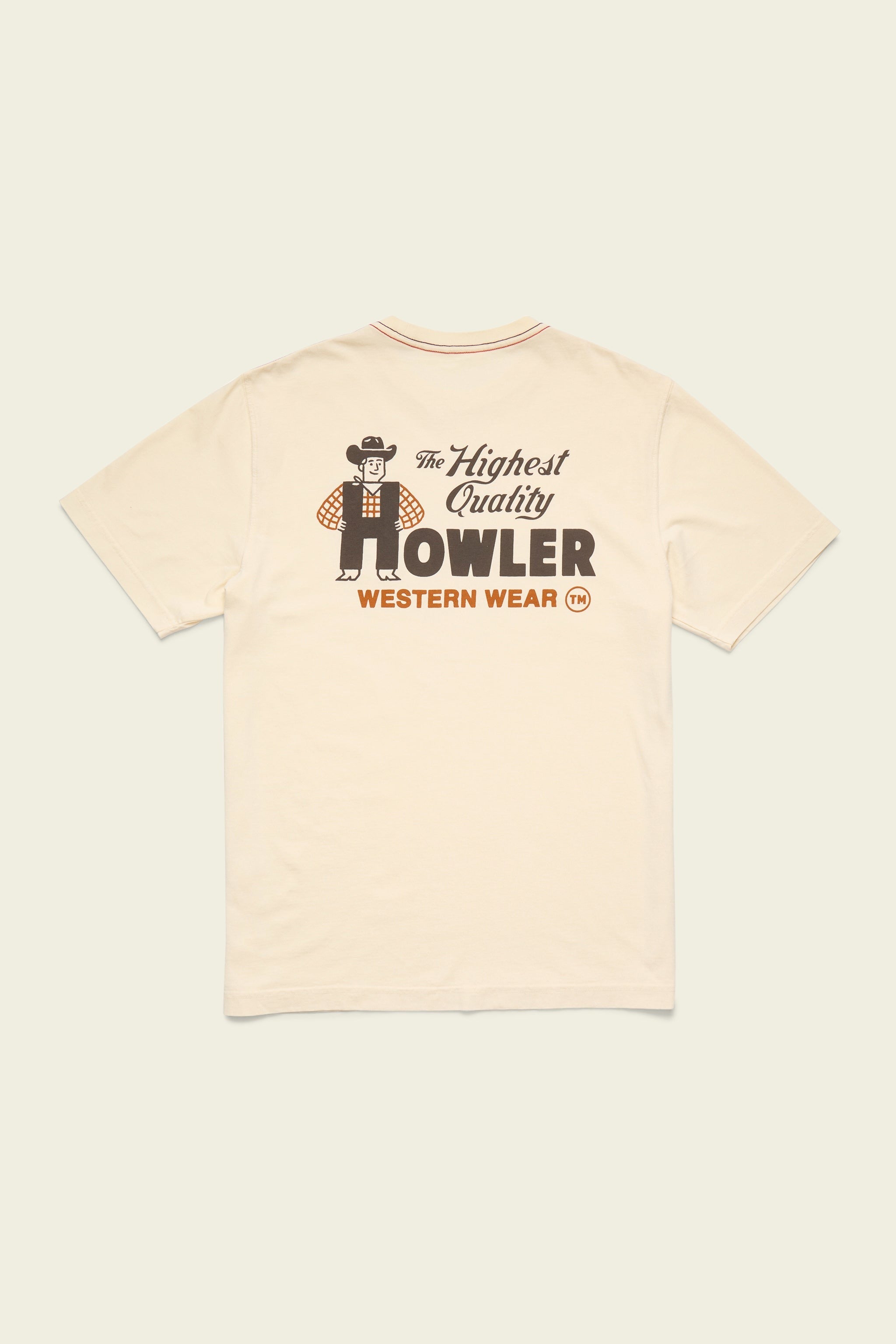Howler Bros Howler Western Wear Cotton T-Shirt in Natural, back graphic