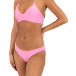 Hurley Solid Adjustable Bikini Top in Pink Chamomile, front view