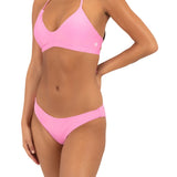 Hurley Solid Adjustable Bikini Top in Pink Chamomile, front view
