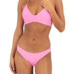 Hurley Solid Adjustable Bikini Top in Pink Chamomile, back view