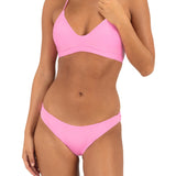Hurley Solid Adjustable Bikini Top in Pink Chamomile, back view