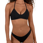 Hurley Solid Adjustable Bikini Top in Black, front view