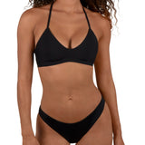 Hurley Solid Adjustable Bikini Top in Black, front view