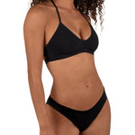 Hurley Solid Adjustable Bikini Top in Black, front detail
