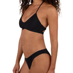 Hurley Solid Adjustable Bikini Top in Black, side view