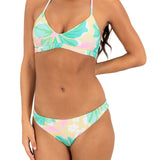 Hurley Aloha Adjustable Bikini Top in Floral Chamomile, front view