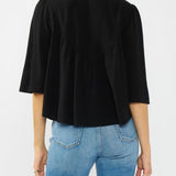 Lovestitch Elaine Embroidered Top in Black/Dusty Rose, back view