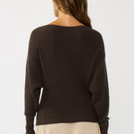 Snuggle Up Off Shoulder Sweater in Dark Brown - back - MTT Collective