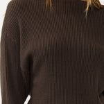 Snuggle Up Off Shoulder Sweater in Dark Brown - detail - MTT Collective