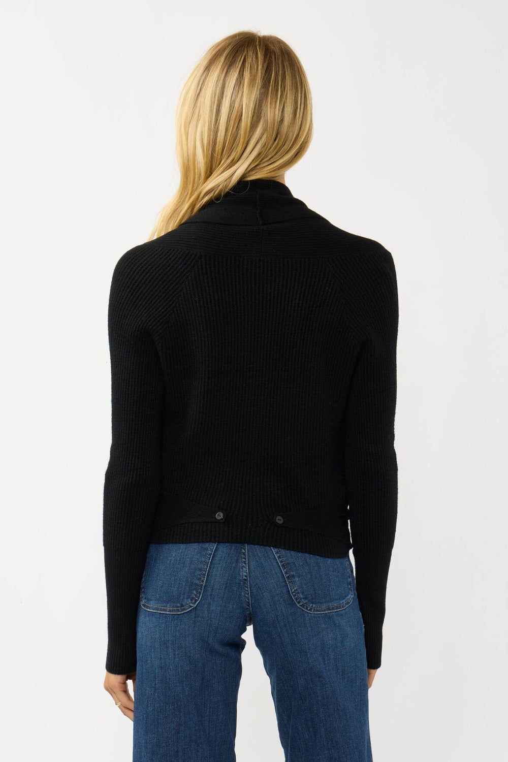 Willa Tie Front Sweater in Black - back - MTT Collective
