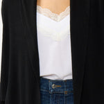 Willa Tie Front Sweater in Black - detail - MTT Collective