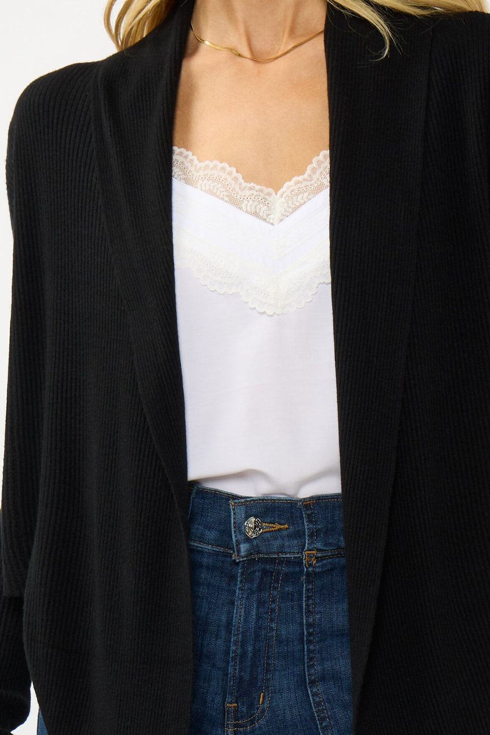 Willa Tie Front Sweater in Black - detail - MTT Collective