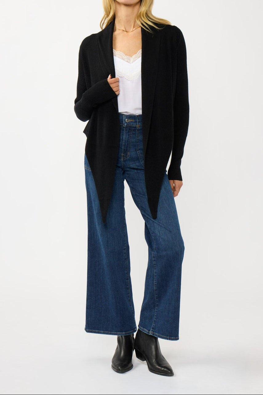 Willa Tie Front Sweater in Black - MTT Collective