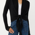 Willa Tie Front Sweater in Black - front - MTT Collective