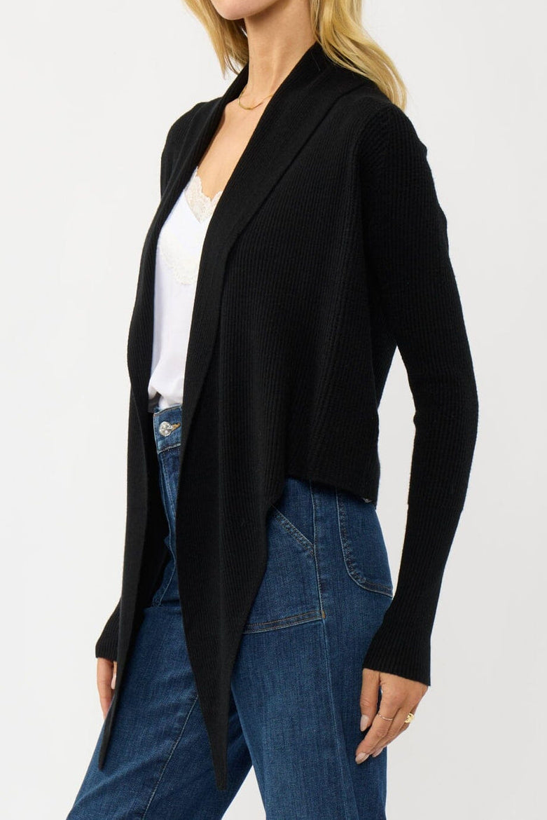 Willa Tie Front Sweater in Black - side - MTT Collective