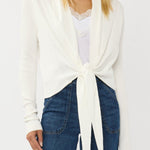 Willa Tie Front Sweater in Winter White - front - MTT Collective