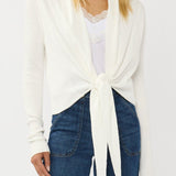 Willa Tie Front Sweater in Winter White - front - MTT Collective