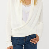 Willa Tie Front Sweater in Winter White - MTT Collective