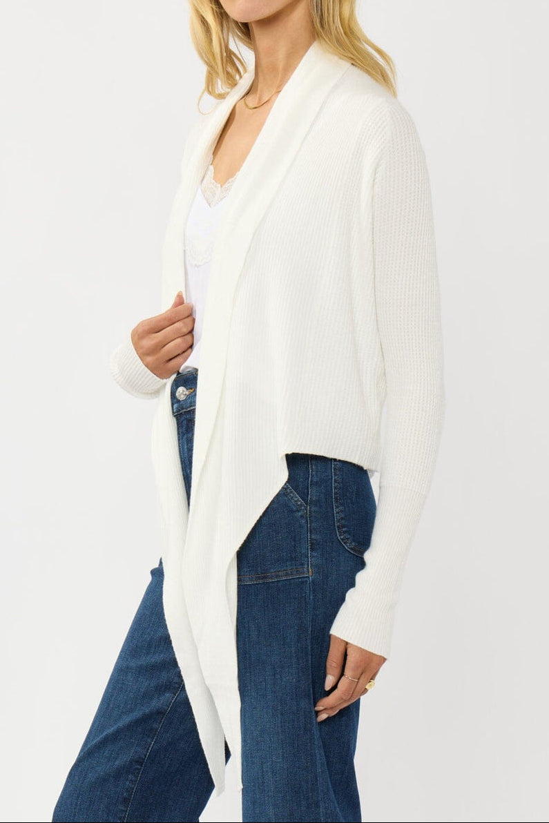 Willa Tie Front Sweater in Winter White - side - MTT Collective