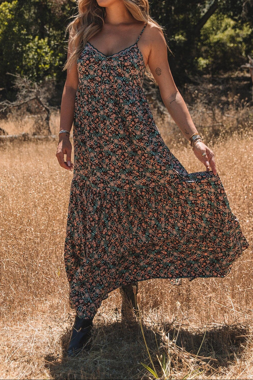 Freya Maxi Dress in Black/Teal - MTT Collective