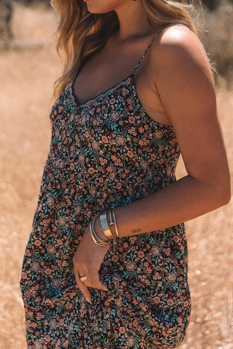 Freya Maxi Dress in Black/Teal - MTT Collective
