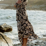 Mother Earth Floral Wrap Dress in Black/Taupe - MTT Collective