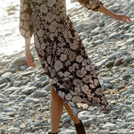 Mother Earth Floral Wrap Dress in Black/Taupe - MTT Collective