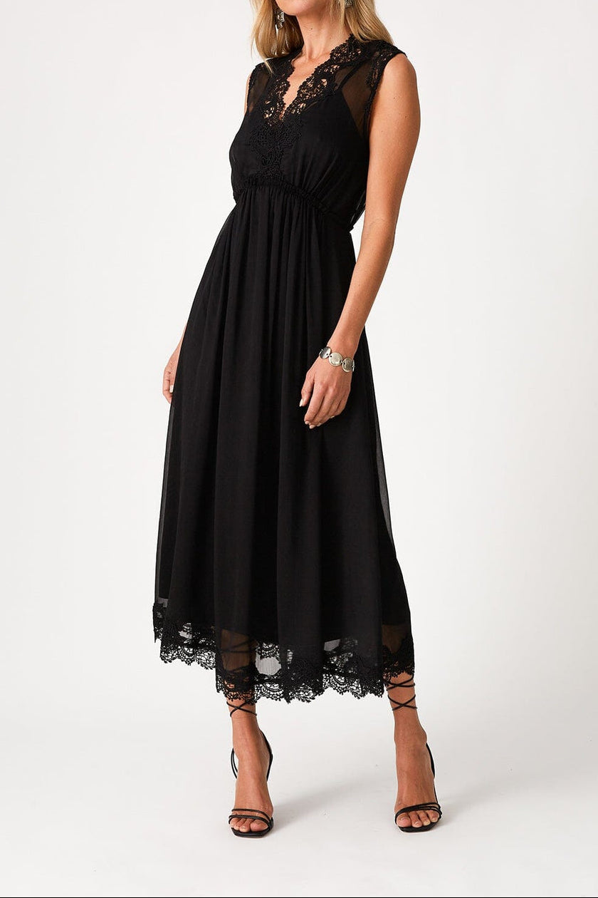 Raven Lace Midi Dress in Black - MTT Collective
