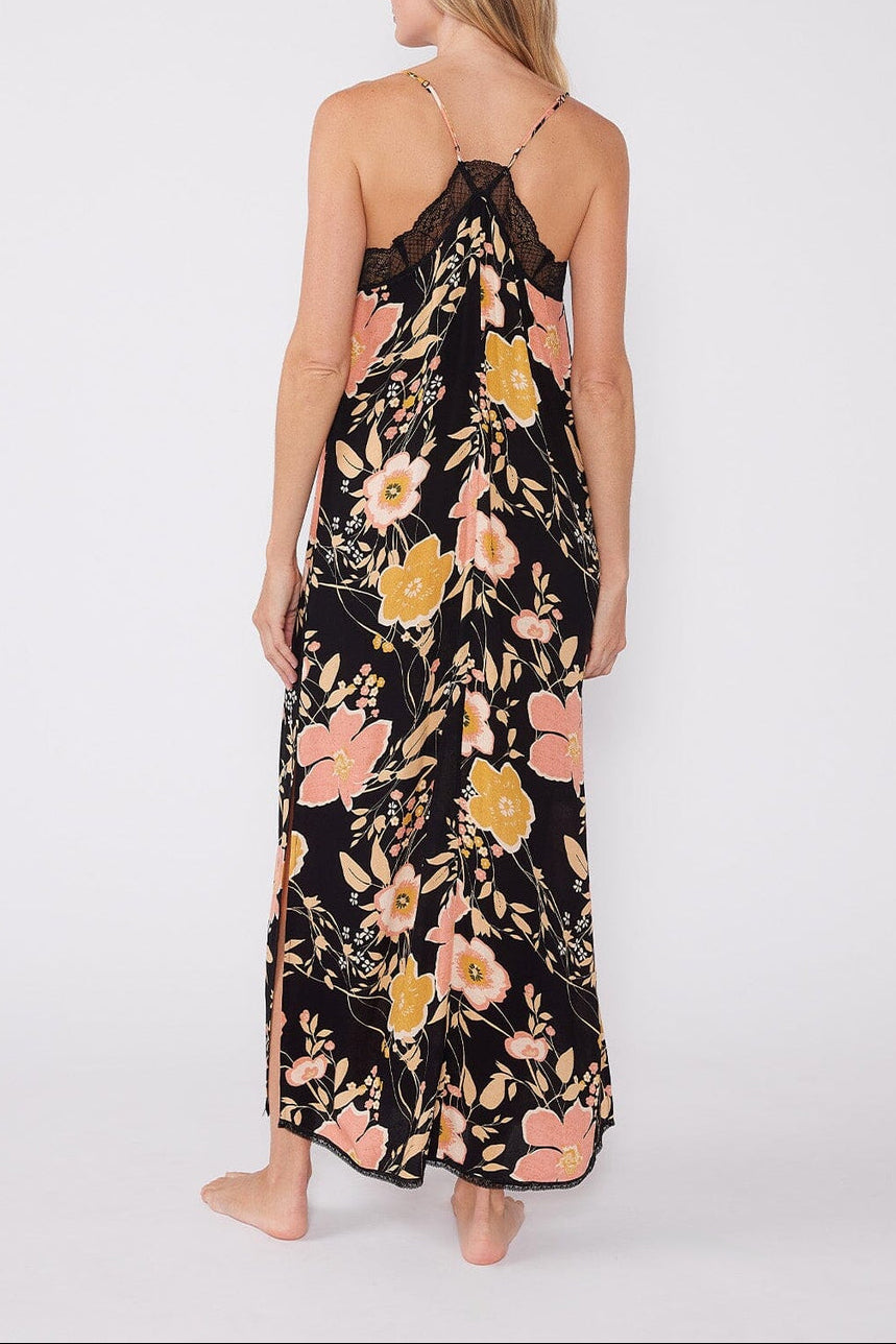 Emme Floral Slip Dress in Black/Dusty Coral - MTT Collective