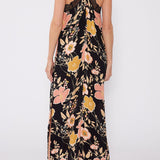 Emme Floral Slip Dress in Black/Dusty Coral - MTT Collective