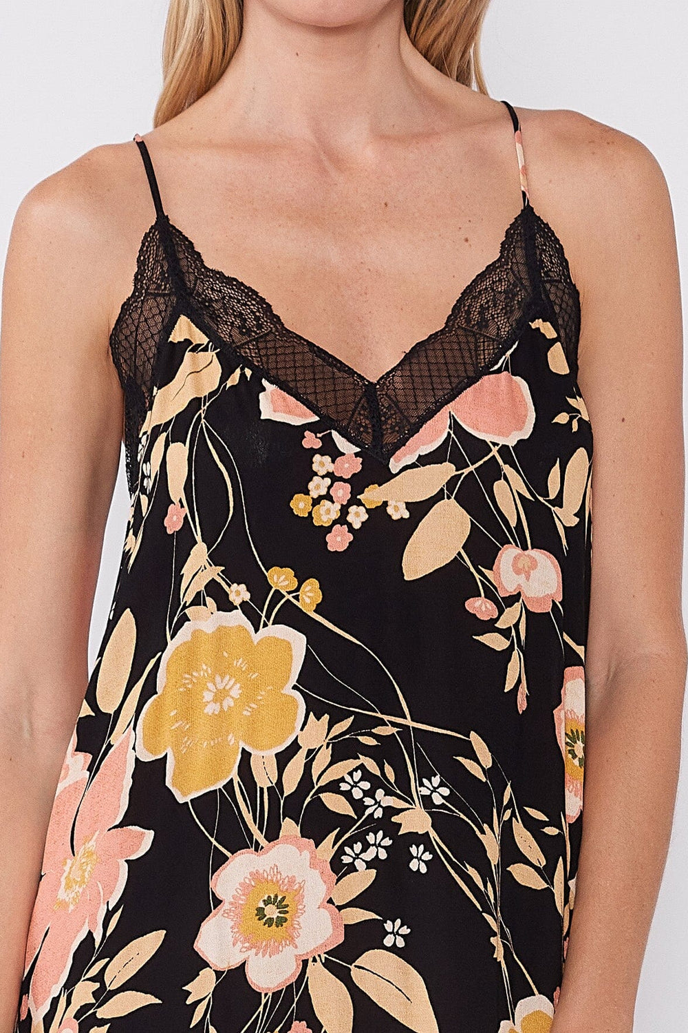 Emme Floral Slip Dress in Black/Dusty Coral - MTT Collective