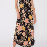 Emme Floral Slip Dress in Black/Dusty Coral - MTT Collective