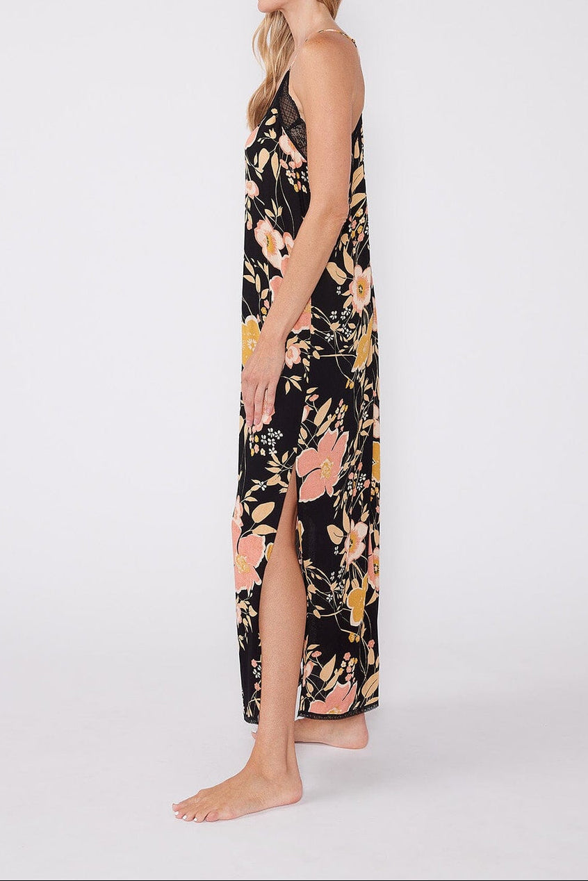 Emme Floral Slip Dress in Black/Dusty Coral - MTT Collective