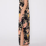 Emme Floral Slip Dress in Black/Dusty Coral - MTT Collective