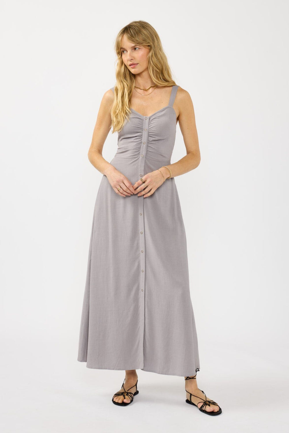 More Than Enough Maxi Dress in Dove Grey - front - MTT Collective